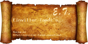 Einviller Tamás névjegykártya